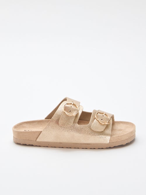 Sandali dorati con fibbia a fiori - Kiabi