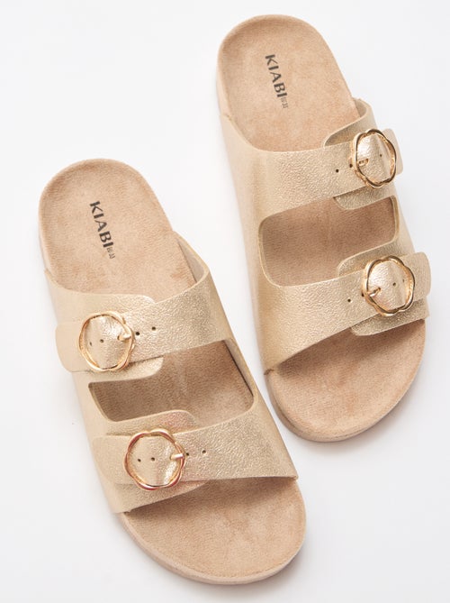 Sandali dorati con fibbia a fiori - Kiabi