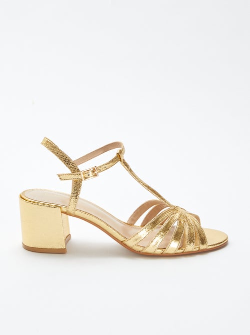 Sandali dorati con tacco quadrato - Kiabi