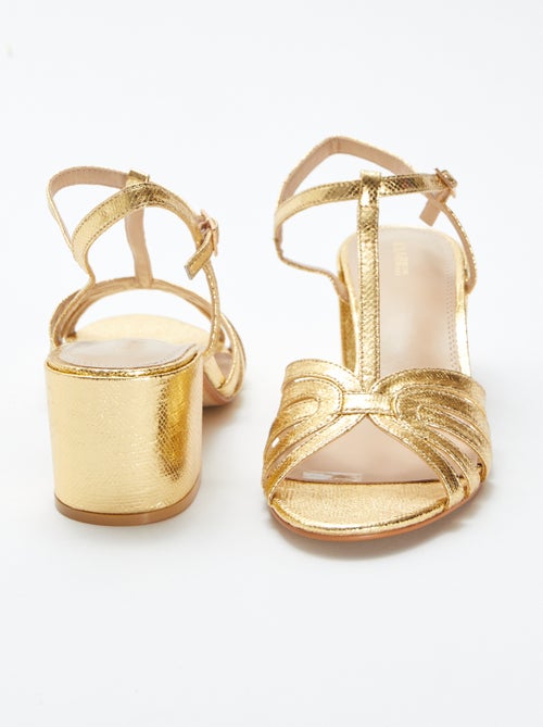 Sandali dorati con tacco quadrato - Kiabi