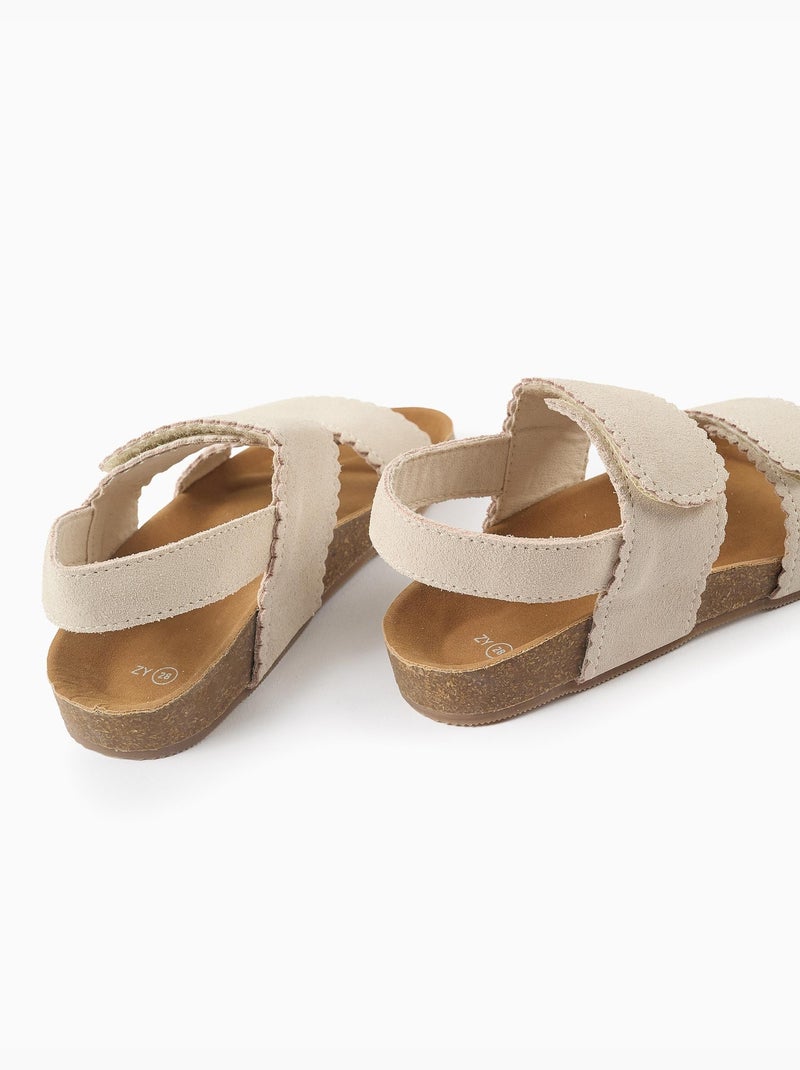 Sandali in camoscio con chiusure a strappo Beige chiaro - Kiabi