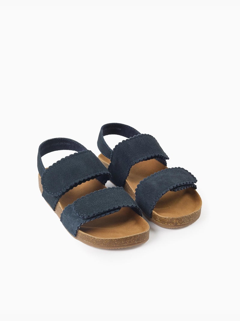 Sandali in camoscio con chiusure a strappo Blu Blu - Kiabi