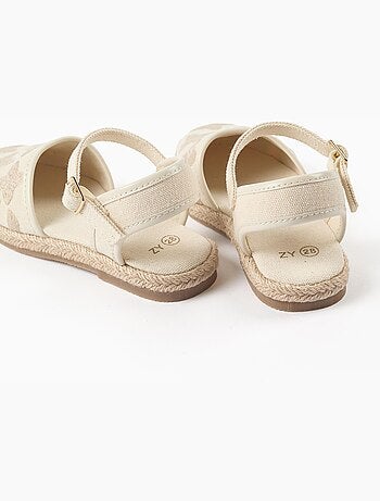 Sandali in juta in canvas con cinturino con fibbia