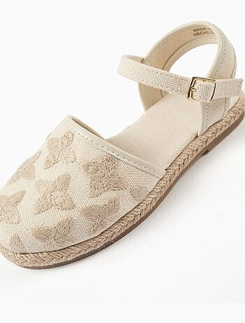 Sandali in juta in canvas con cinturino con fibbia