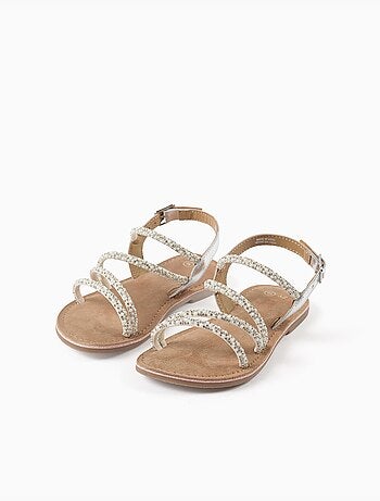 Sandali in pelle con cinturini brillanti