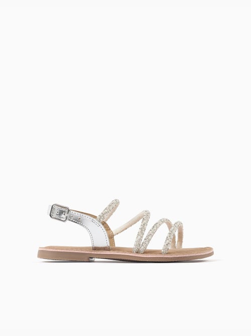 Sandali in pelle con cinturini brillanti - Kiabi