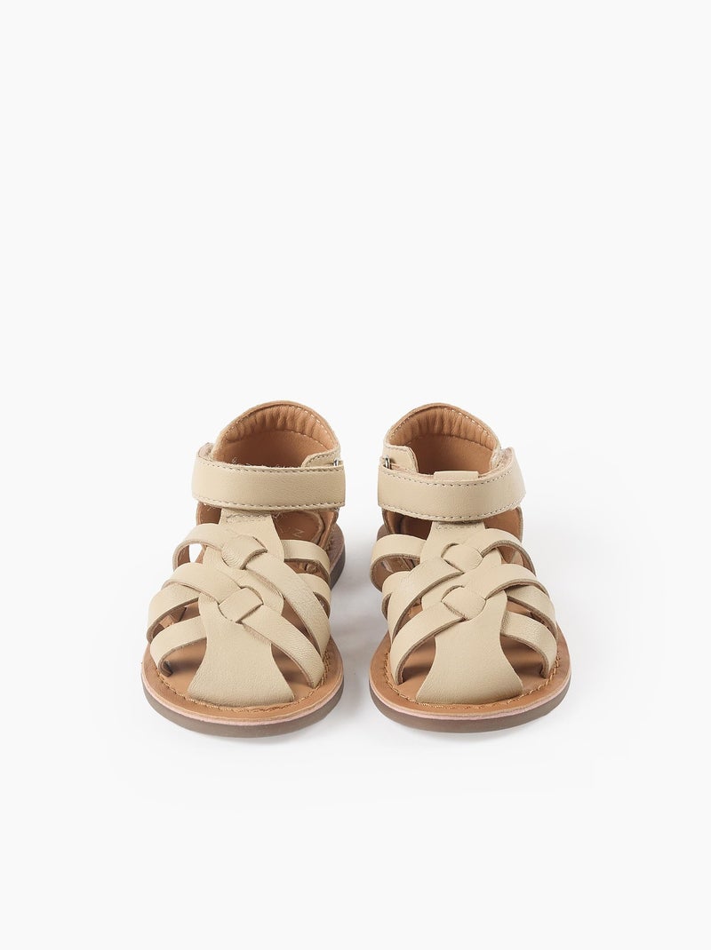 Sandali in pelle con cinturini incrociati Bianco - Kiabi