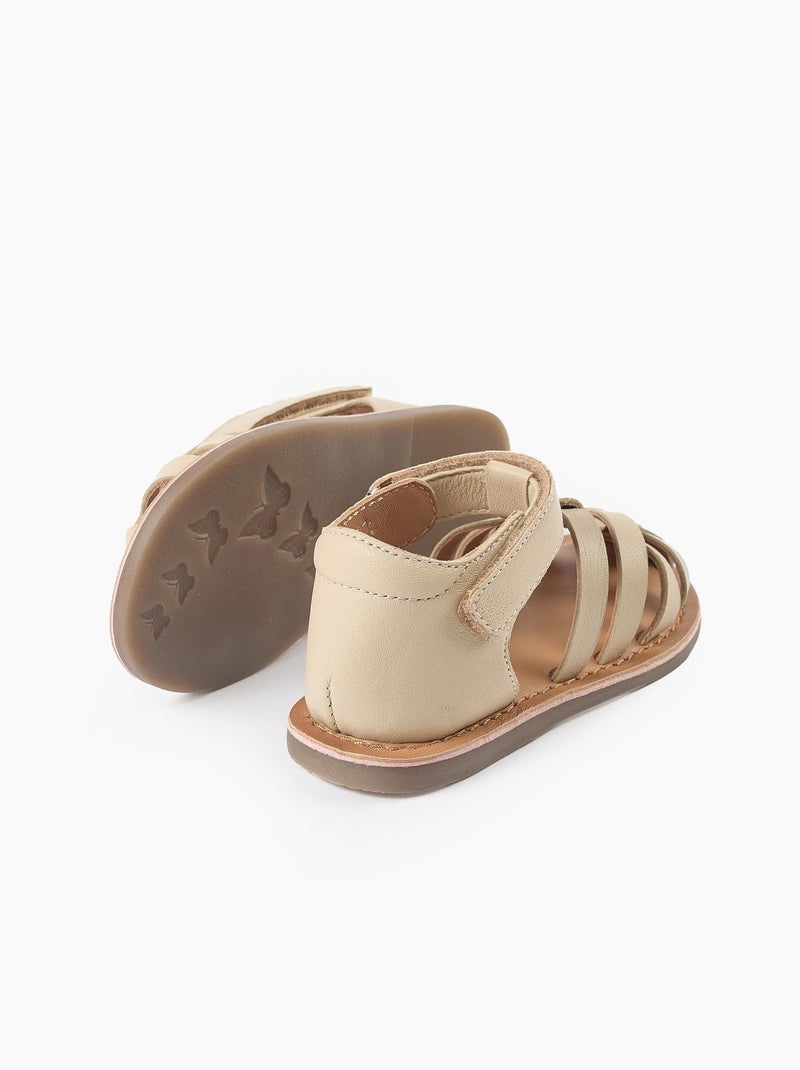 Sandali in pelle con cinturini incrociati Bianco - Kiabi