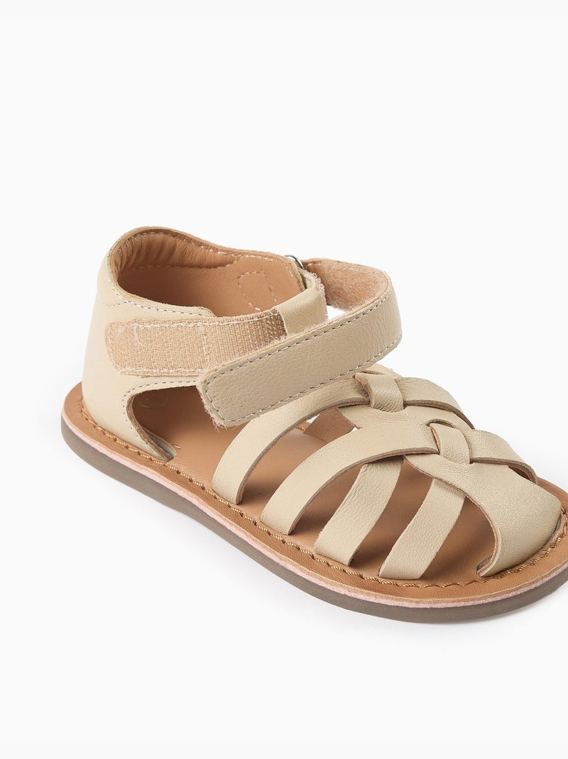 Sandali in pelle con cinturini incrociati Bianco - Kiabi