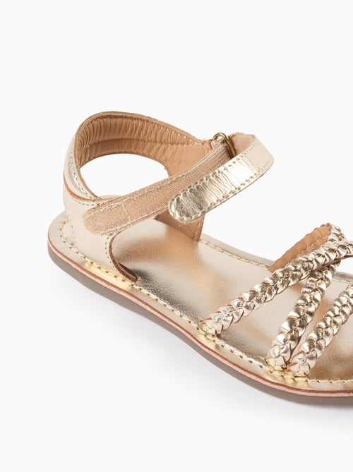 Sandali in pelle con cinturini intrecciati e soletta imbottita - Kiabi