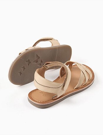 Sandali in pelle con cinturini intrecciati e supporto per il tallone