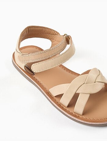 Sandali in pelle con cinturini intrecciati e supporto per il tallone