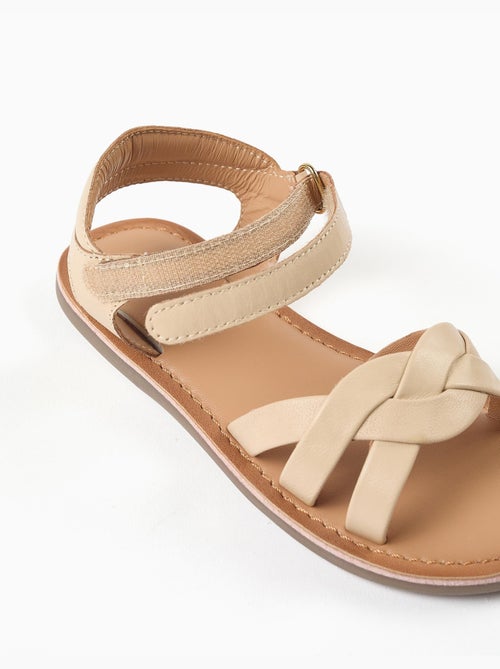 Sandali in pelle con cinturini intrecciati e supporto per il tallone - Kiabi