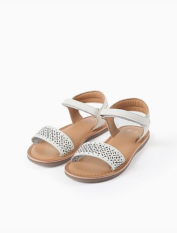 Sandali in pelle con cinturino a mosaico a taglio laser