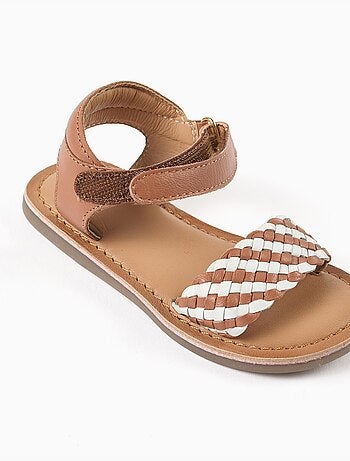 Sandali in pelle con cinturino intrecciato e imbottitura
