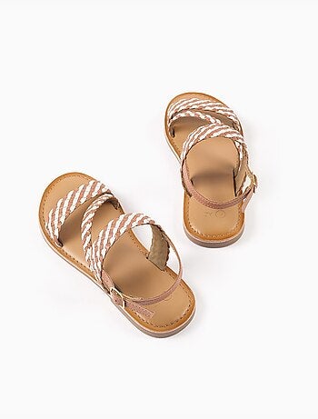 Sandali in pelle con cinturino intrecciato e imbottitura