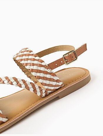 Sandali in pelle con cinturino intrecciato e imbottitura