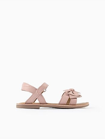 Sandali in pelle con fiocco decorativo
