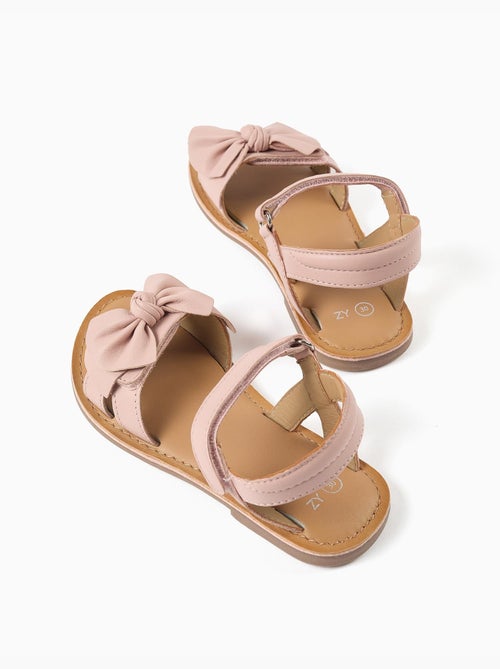 Sandali in pelle con fiocco decorativo - Kiabi