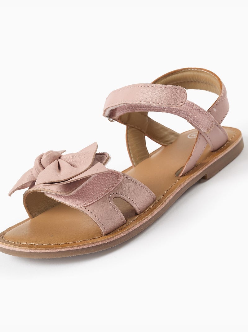Sandali in pelle con fiocco decorativo Rosa chiaro - Kiabi