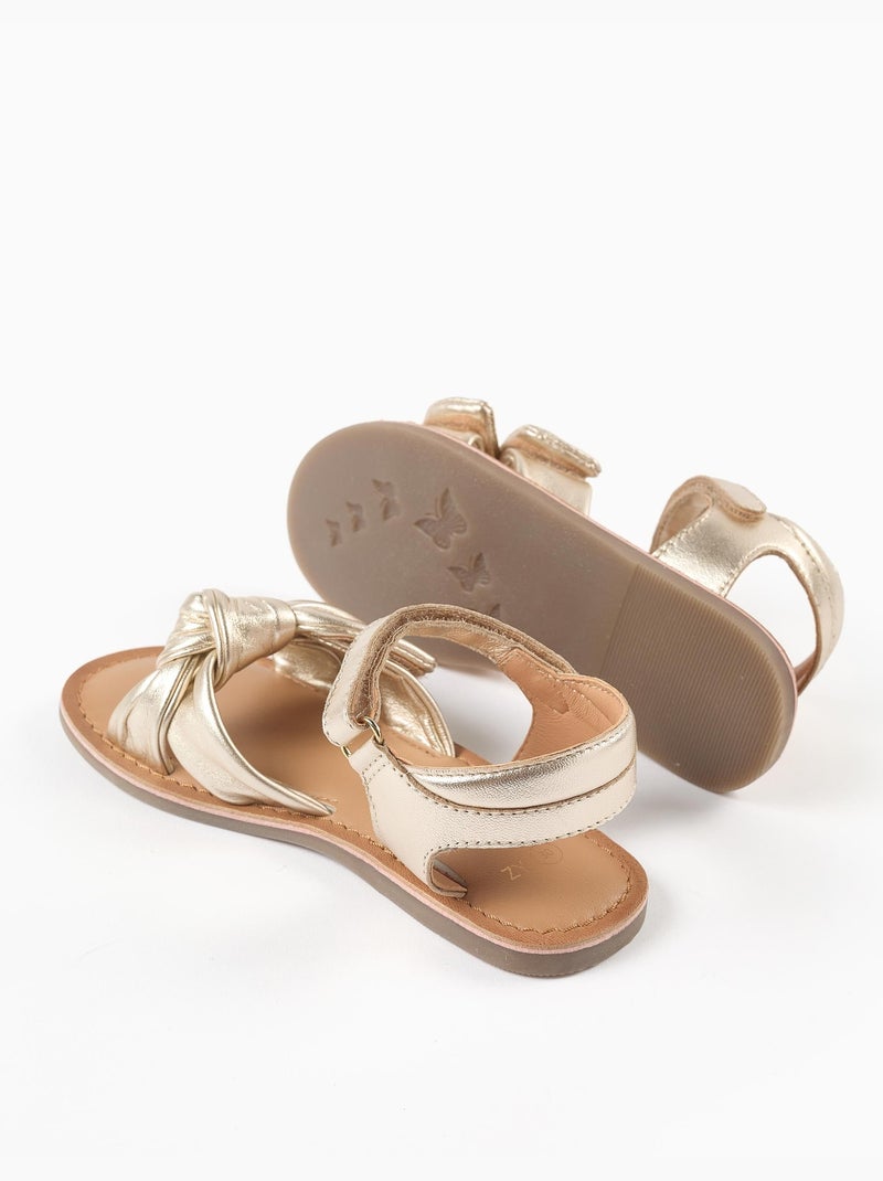 Sandali in pelle con nodo decorativo Dorato/Oro - Kiabi