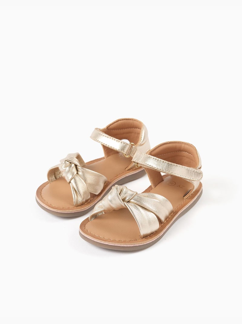 Sandali in pelle con nodo decorativo Dorato/Oro - Kiabi