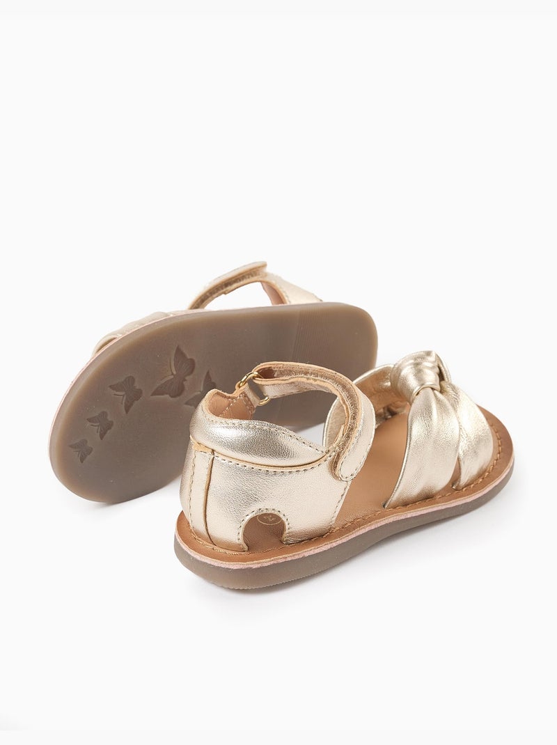Sandali in pelle con nodo decorativo Dorato/Oro - Kiabi