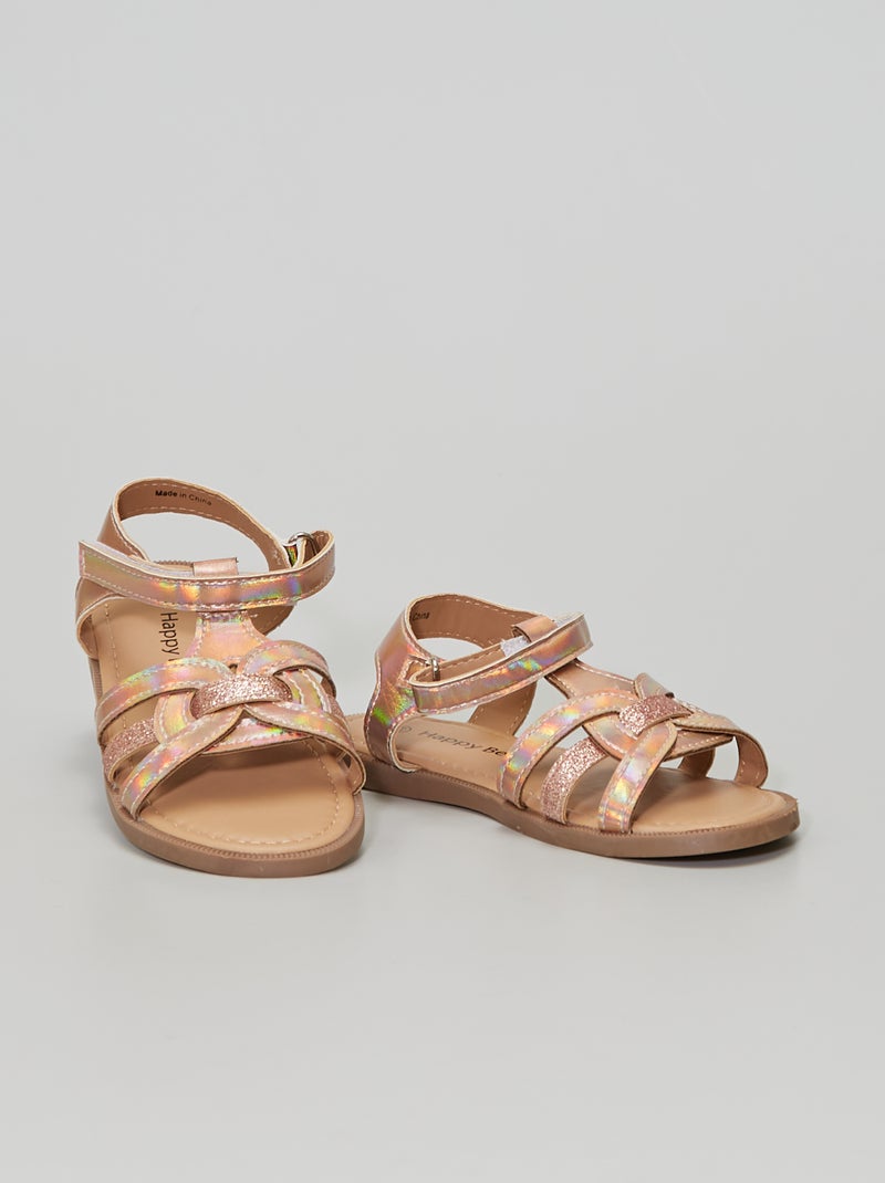 Sandali in similpelle vernice ROSA - Kiabi