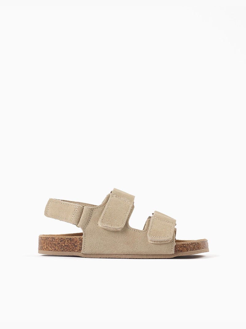 Sandali in suede con soletta in sughero Beige chiaro - Kiabi