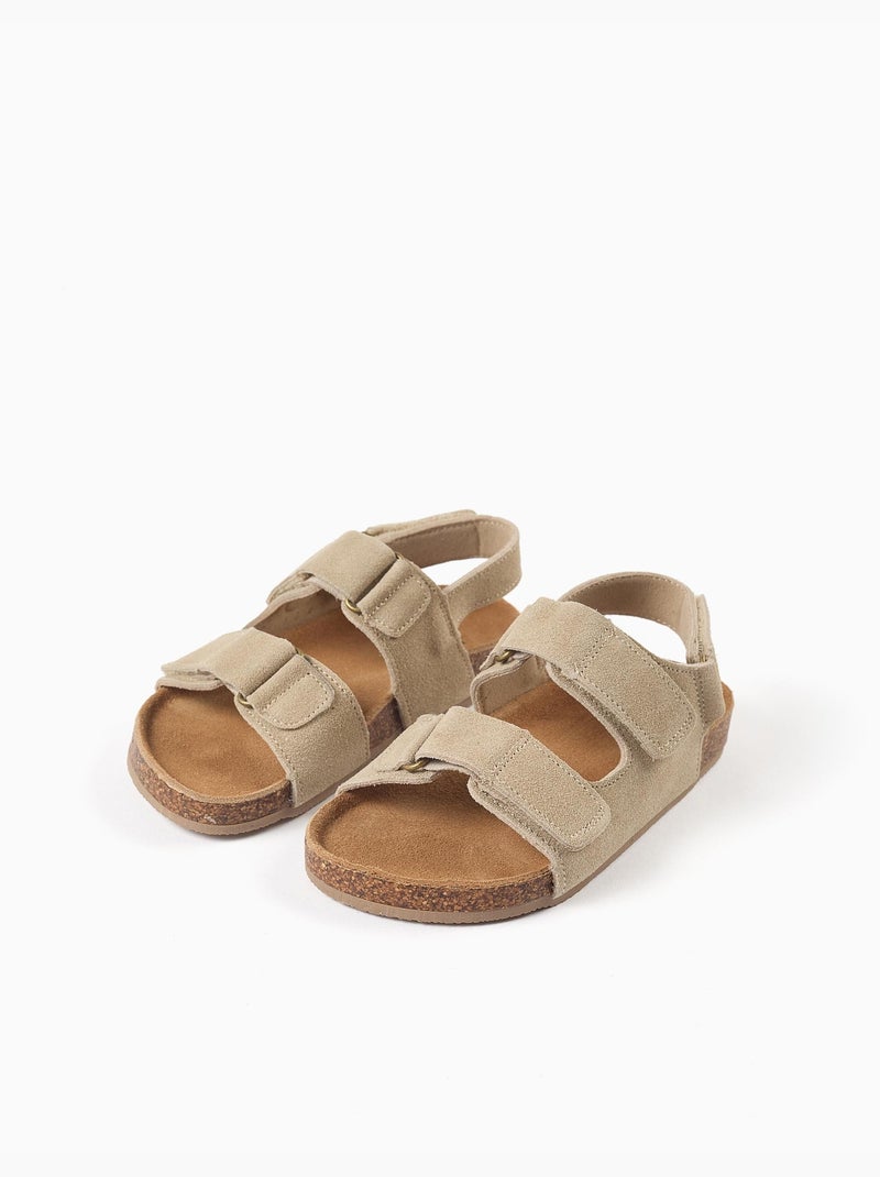 Sandali in suede con soletta in sughero Beige chiaro - Kiabi
