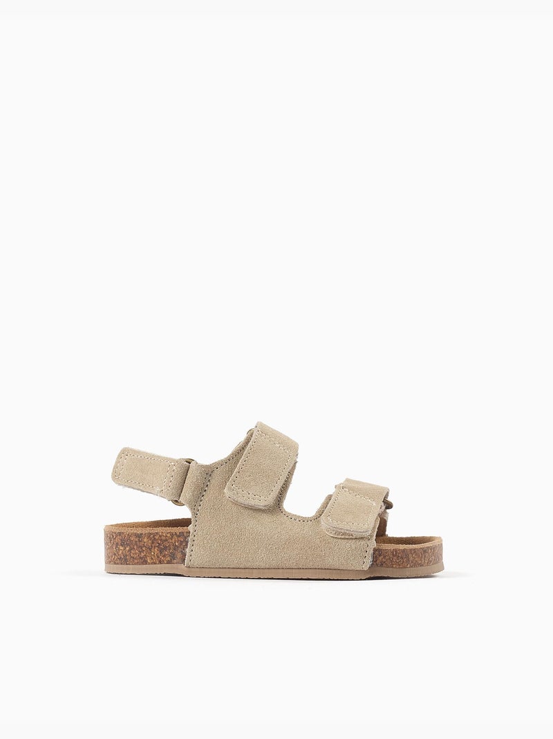 Sandali in suede con soletta in sughero Beige chiaro - Kiabi
