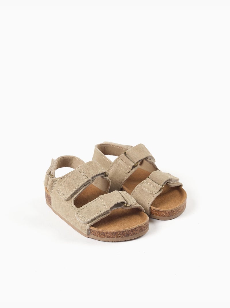 Sandali in suede con soletta in sughero Beige chiaro - Kiabi