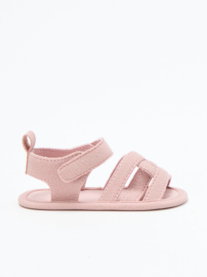 Sandali in tessuto con fascette incrociate Rosa - Kiabi