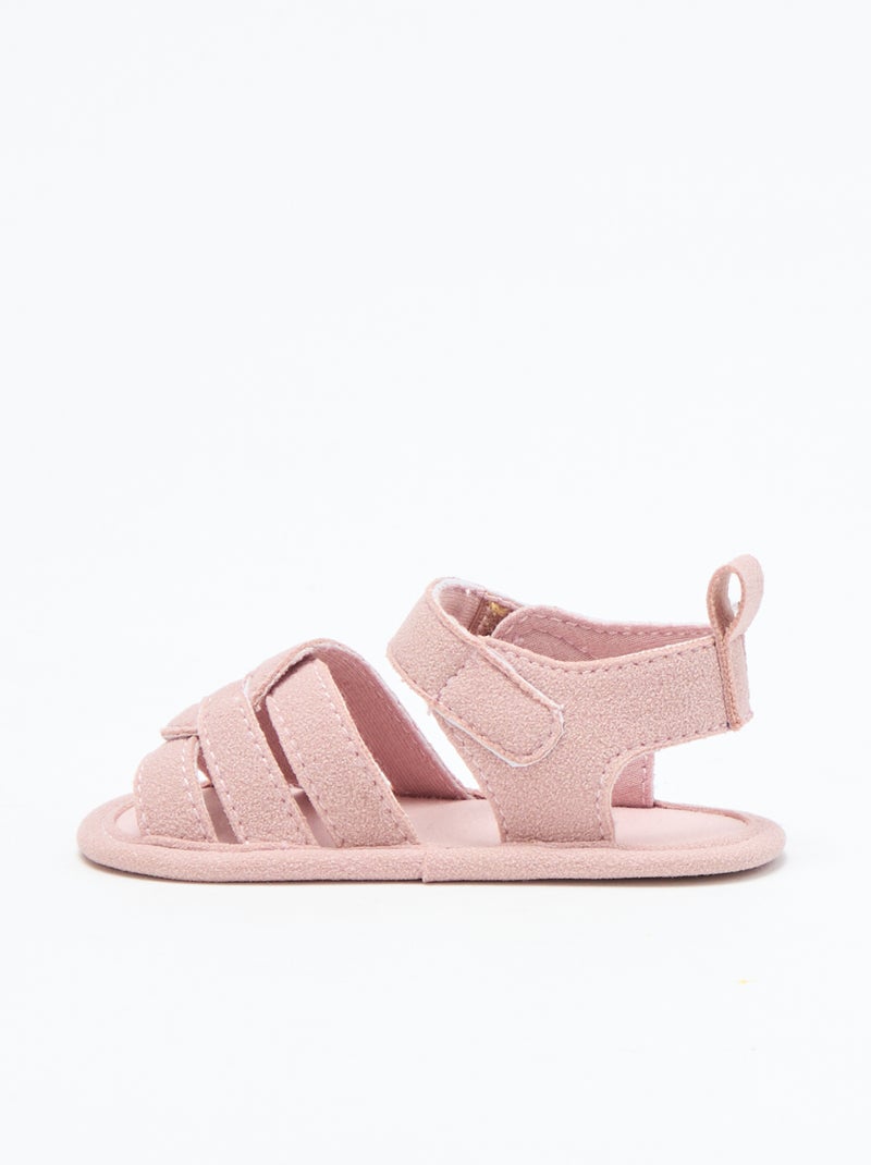 Sandali in tessuto con fascette incrociate Rosa - Kiabi