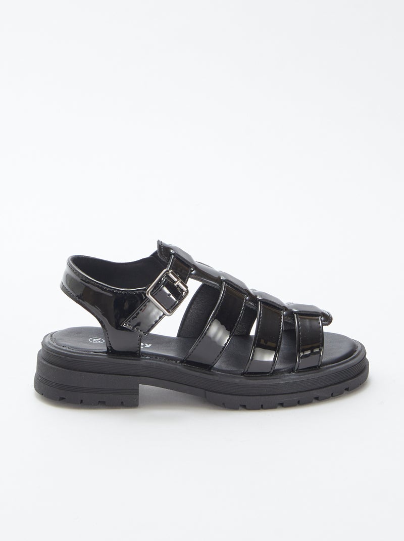 Sandali in vernice con tacco NERO - Kiabi