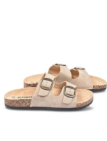 Sandali Mule 2 Fibbie Nubuck Nero Beige Cammello OZABI
