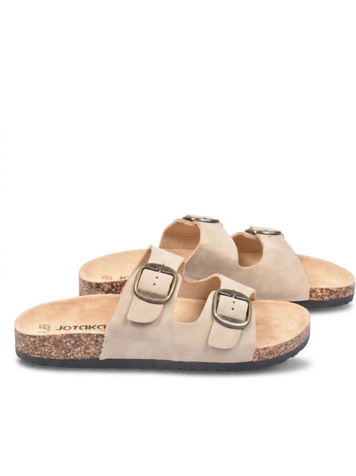 Sandali Mule 2 Fibbie Nubuck Nero Beige Cammello OZABI - Kiabi Sandali Mule 2 Fibbie Nubuck Nero Beige Cammello OZABI - Kiabi