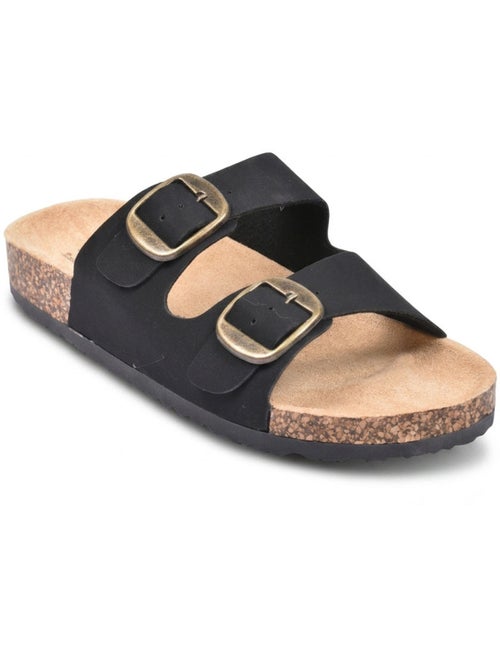 Sandali Mule 2 Fibbie Nubuck Nero Beige Cammello OZABI - Kiabi Sandali Mule 2 Fibbie Nubuck Nero Beige Cammello OZABI - Kiabi