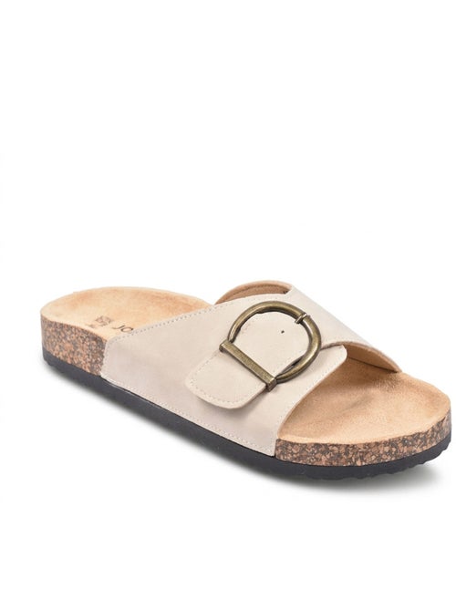 Sandali Mule Fibbia Rotonda Nubuck Nero Beige OZABI - Kiabi Sandali Mule Fibbia Rotonda Nubuck Nero Beige OZABI - Kiabi