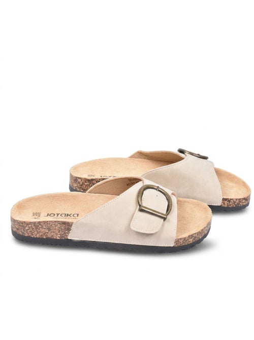 Sandali Mule Fibbia Rotonda Nubuck Nero Beige OZABI - Kiabi Sandali Mule Fibbia Rotonda Nubuck Nero Beige OZABI - Kiabi