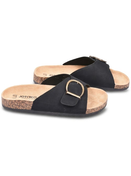 Sandali Mule Fibbia Rotonda Nubuck Nero Beige OZABI - Kiabi Sandali Mule Fibbia Rotonda Nubuck Nero Beige OZABI - Kiabi
