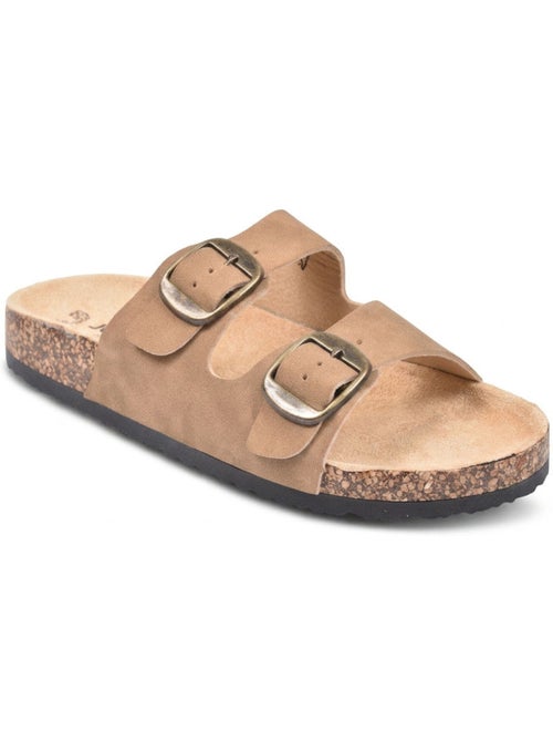 Sandali Mule OZABI 2 Fibbie Nubuck Nero Beige Cammello - Kiabi Sandali Mule OZABI 2 Fibbie Nubuck Nero Beige Cammello - Kiabi