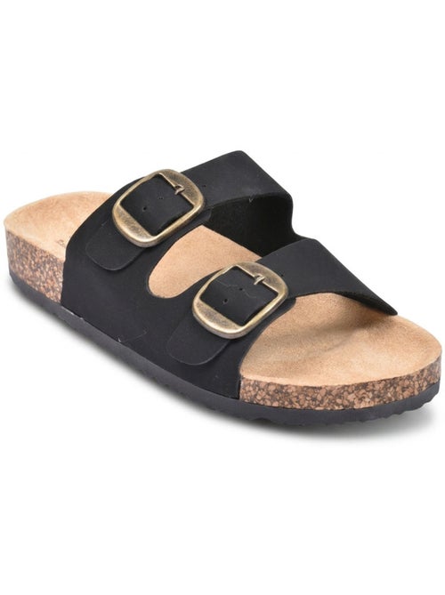 Sandali Mule OZABI 2 Fibbie Nubuck Nero Beige Cammello - Kiabi Sandali Mule OZABI 2 Fibbie Nubuck Nero Beige Cammello - Kiabi