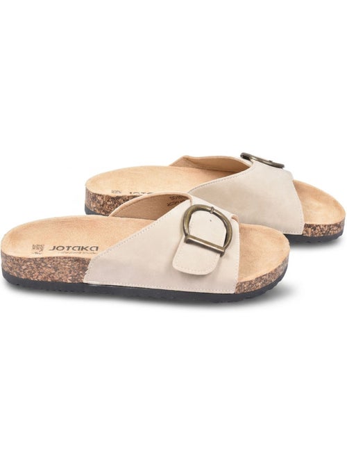 Sandali Mule OZABI Fibbia Rotonda Nabuk Nero Beige - Kiabi Sandali Mule OZABI Fibbia Rotonda Nabuk Nero Beige - Kiabi