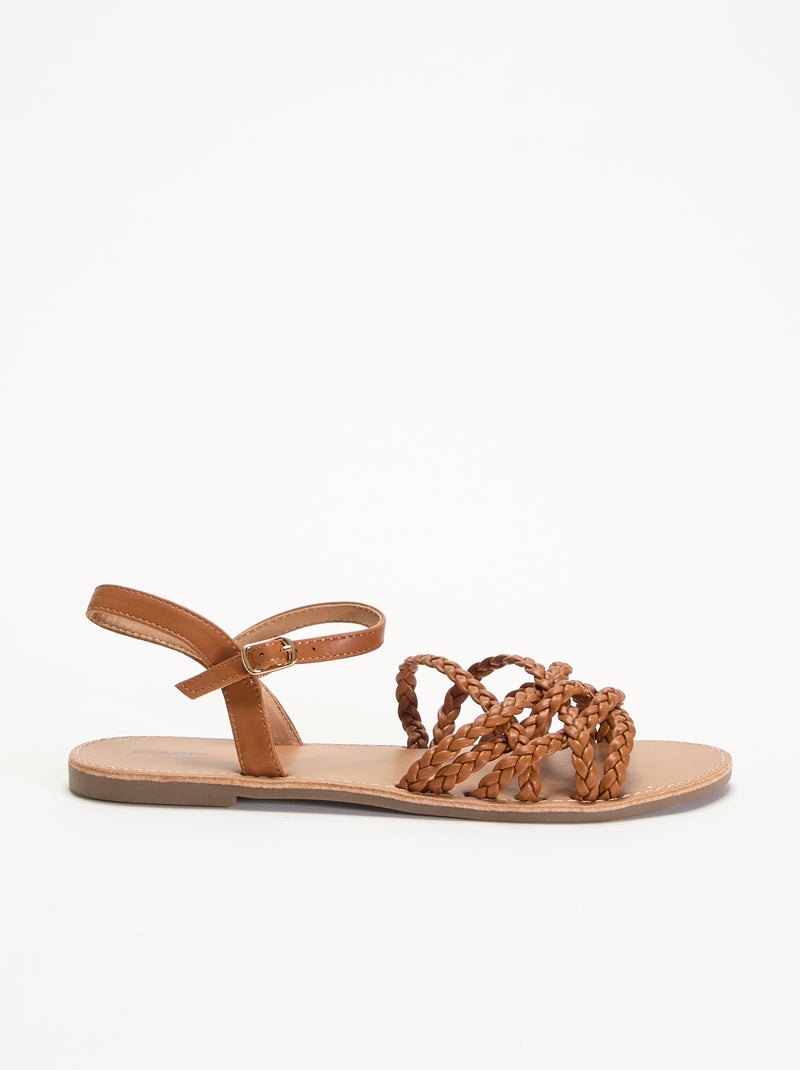 Sandali multi listini intrecciati Marrone - Kiabi