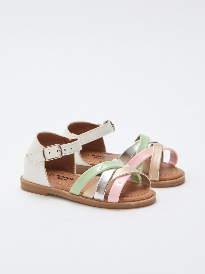 Sandali multicolore con listini multipli Bianco - Kiabi