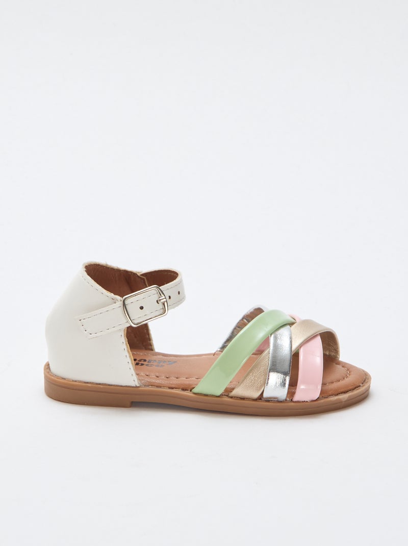 Sandali multicolore con listini multipli Bianco - Kiabi