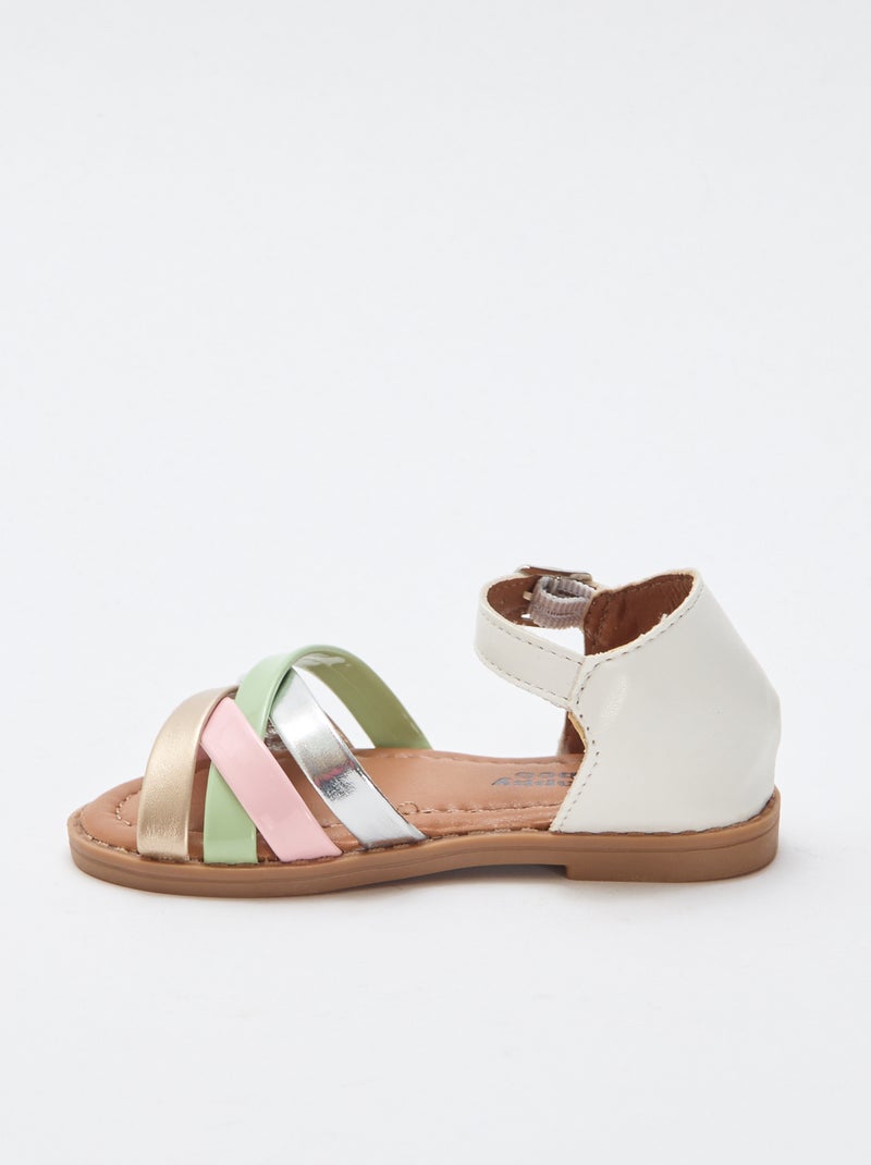 Sandali multicolore con listini multipli Bianco - Kiabi