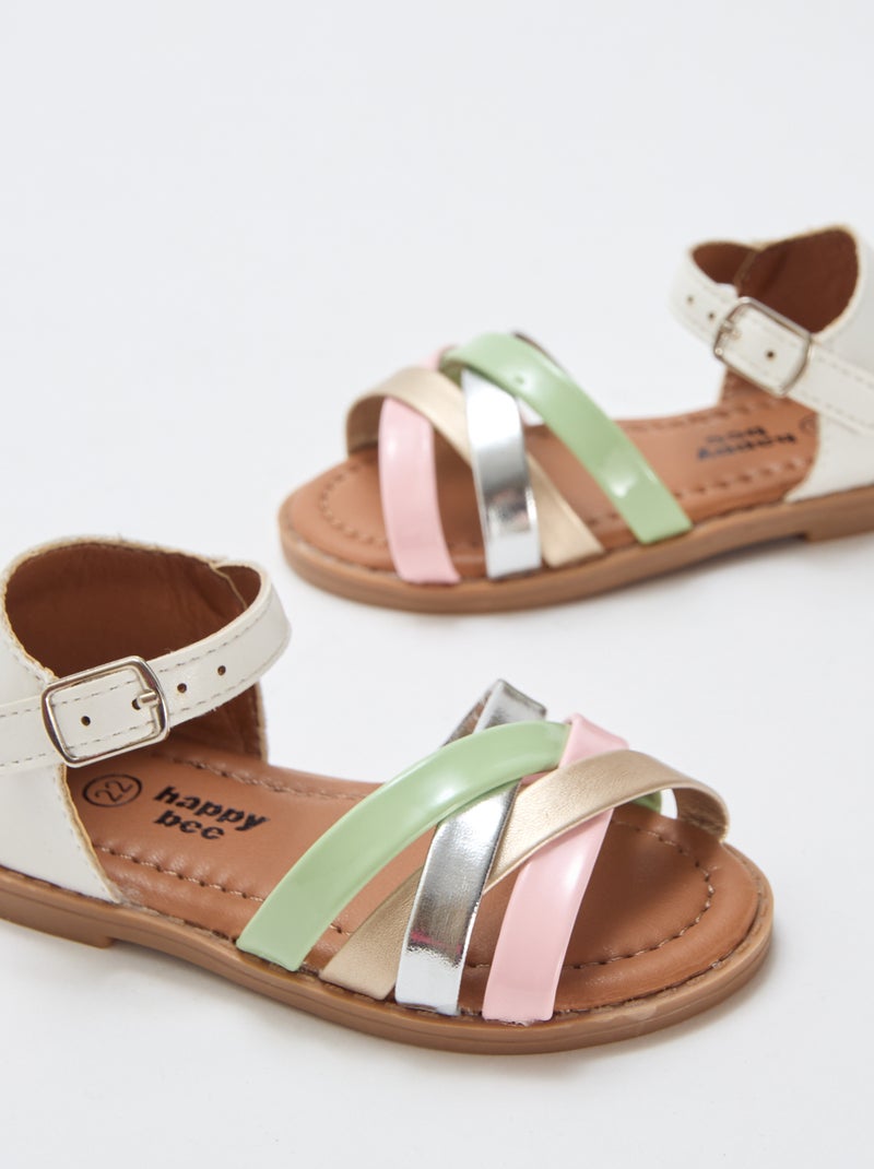 Sandali multicolore con listini multipli Bianco - Kiabi