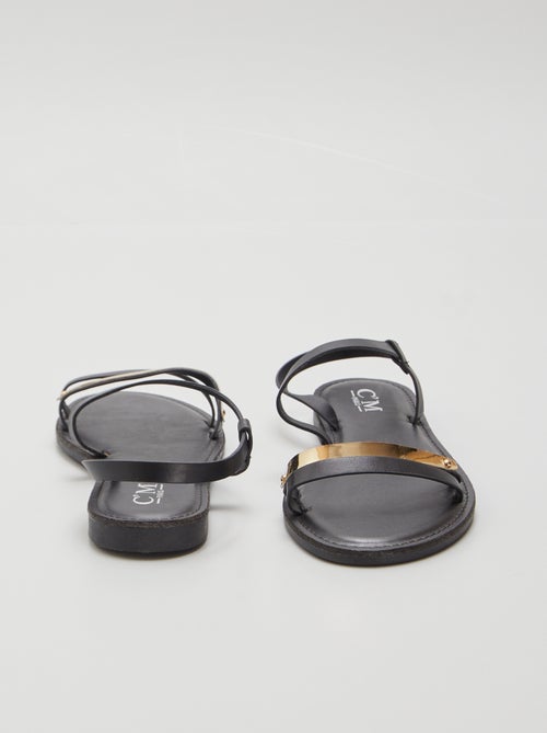 Sandali neri con dettaglio dorato - Kiabi